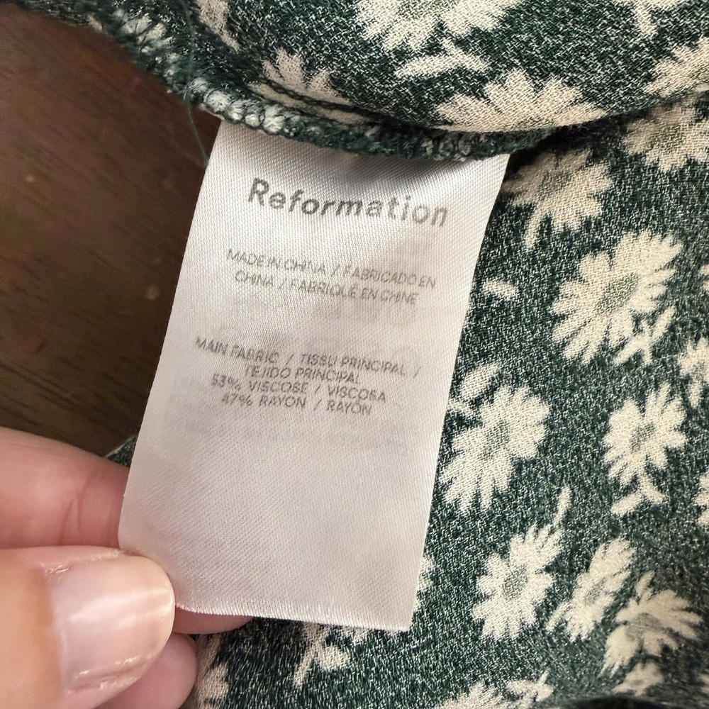 Reformation Size 0 Crimini Green Floral Slip Midi Dress with Side Slit Y2K - Picture 5 of 8